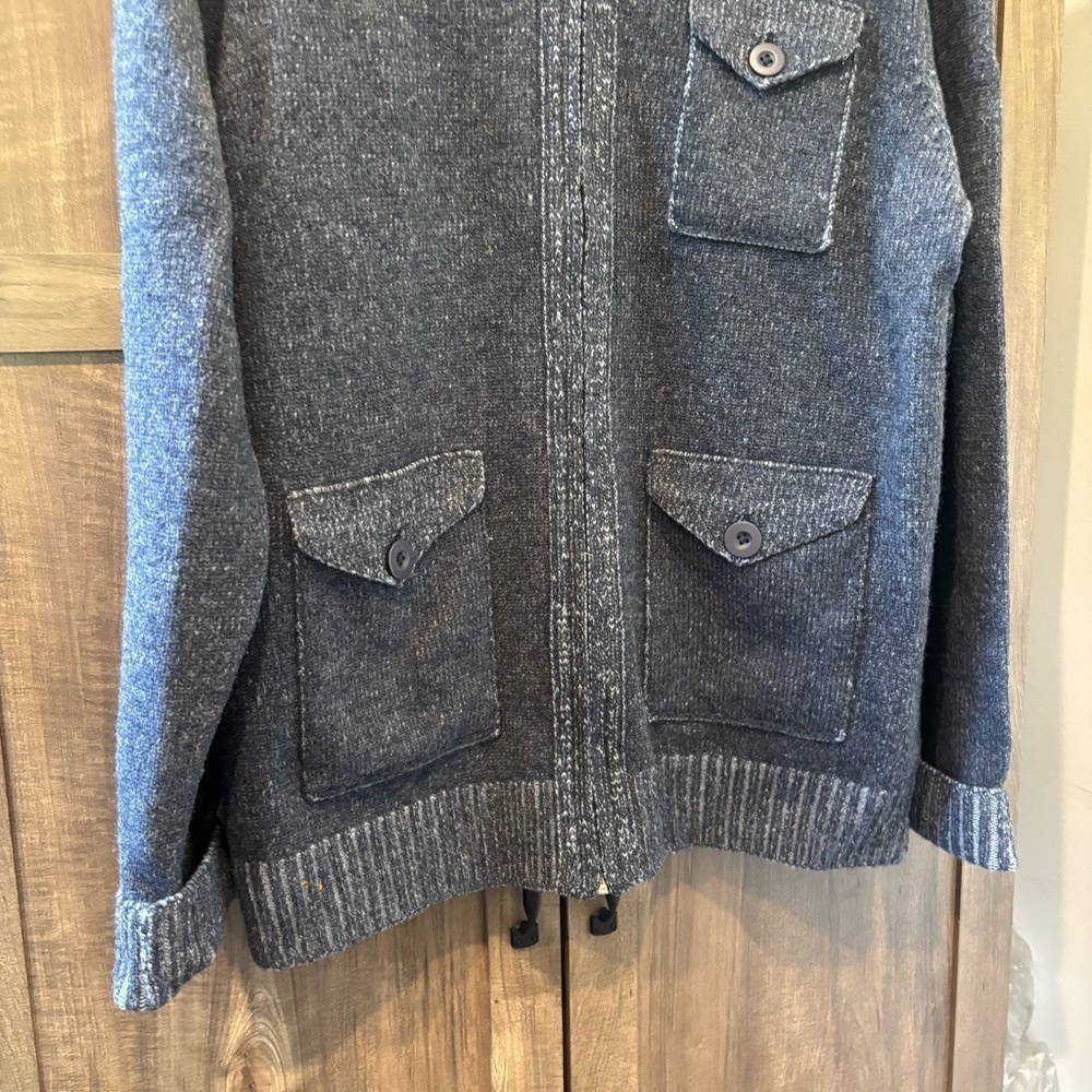 Blue Pronto Uomo XL Wool Zip Front Cardigan Sweater - Picture 5 of 11